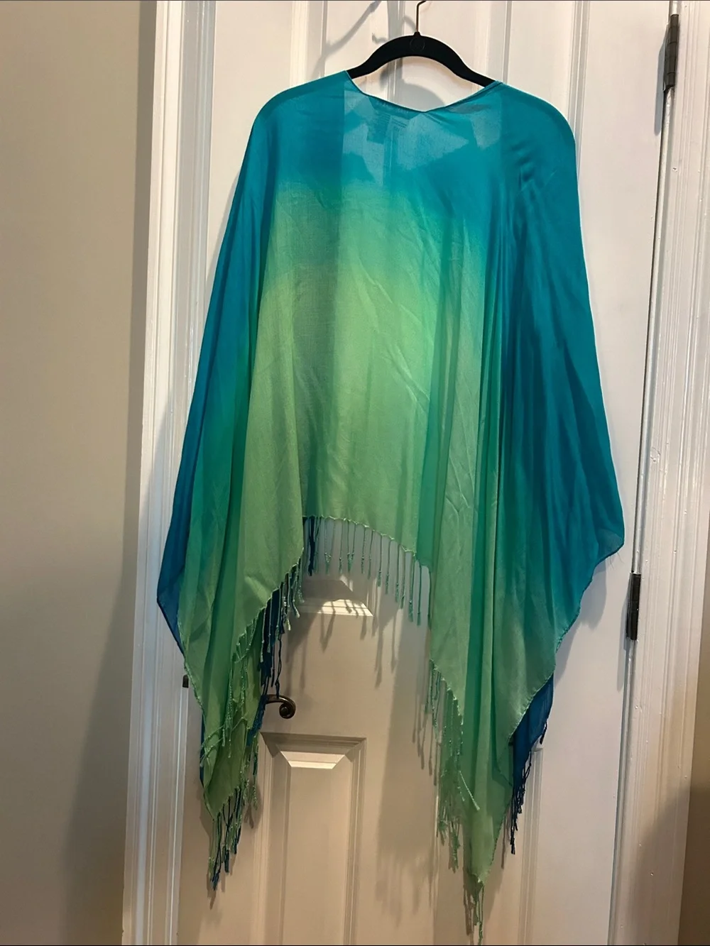 Peter Nygard Teal to Mint Ombre Shawl with Fringe